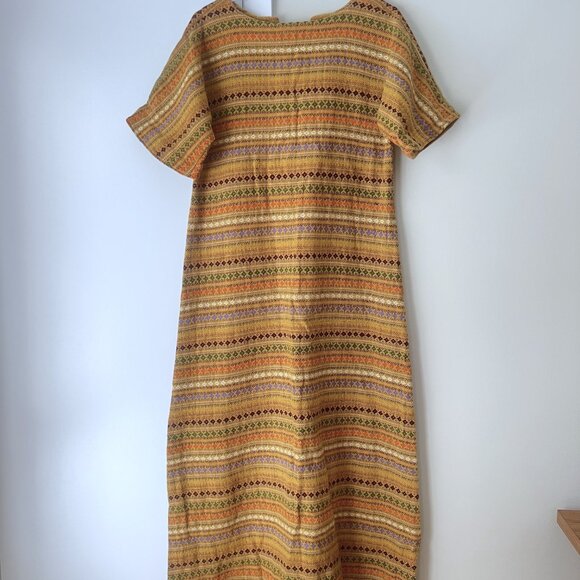 Vintage Woven Hippy Dress "Earth Mother" Caftan Maxi Retro 60s 70s Boho Ethnic - Picture 10 of 12